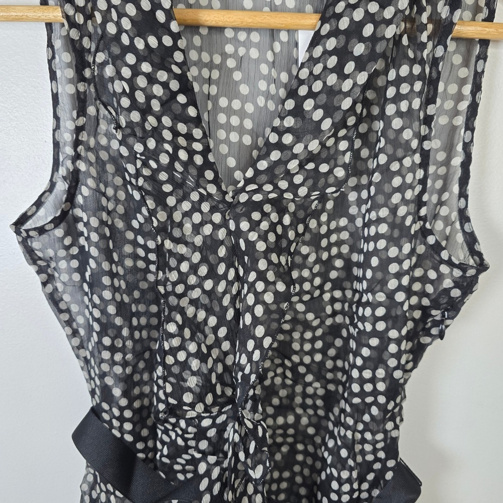 New York & Company Black White Polka Dot Ruffle Sleeveless Blouse XS NWT - Picture 4 of 7